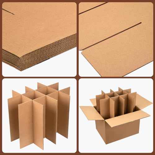 3 Sets of Glass Dividers for Bo x Packing Boxes Kit for Movin Dishes Wine Boxes for Movin, Packing Supplies for Moving Fits in 16 x 12 x 12 Inch Box (Box Not Included)