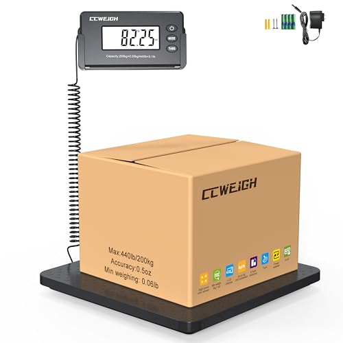Shipping Scales 440lbs x 1oz Highly Accurate Postal Scales Ultrathin ABS Large Platform,Superlight Postal Scales for Shipping Packages,Small Business,Post Offices,Luggage Scale Battery and Adapter