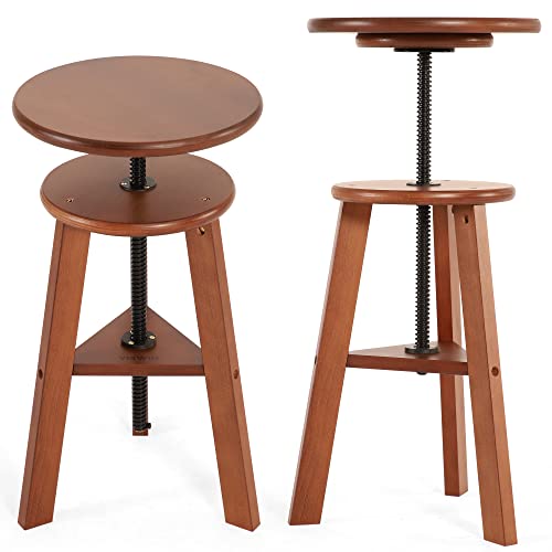 VISWIN Adjustable Drafting Stool for Artists & Adults, 19"-26" Height Solid Beech Wood Art Stool for Studio, Swivel Drafting Chair for Drawing, Home Use, Office, Kitchen