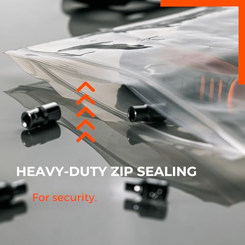 Heefage Heavy Duty 10x12 Inch Zip Bags 6mil Thick, 25 Pack - Puncture-Resistant Reusable Poly Bags for Tools & Storage