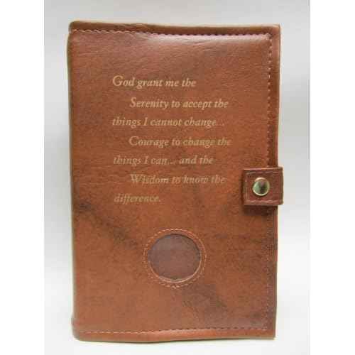 Deluxe Double Alcoholics Anonymous AA Big Book & 12 Steps & 12 Traditions Book Cover Medallion Holder Tan