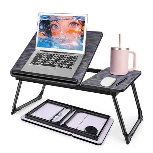 Adjustable Laptop Desk for Bed,Bed Table for Laptop,Laptop Stand for Bed,Lap Desk for Laptop,Foldable Bed Desk for Laptop and Writing,Portable Bed Tray Table with Cup Holder,Laptop Bed Tray Table
