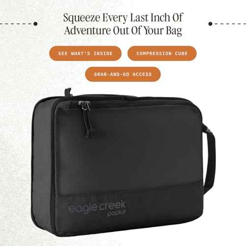 eagle creek Pack-It Reveal Compression Cube - Lightweight Compression Cube for Optimizing Luggage Space - Convenient Top Handle - Easy-Grab Zipper - Washable - Medium - Black