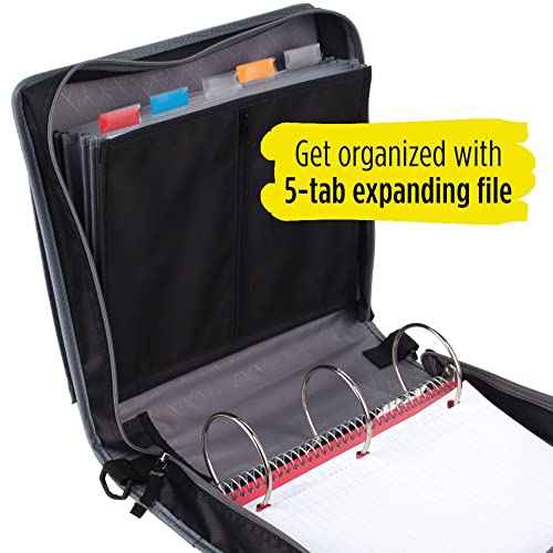 Five Star¢ç Zipper 3-Ring Binder, 3" Round Rings, Black/Gray
