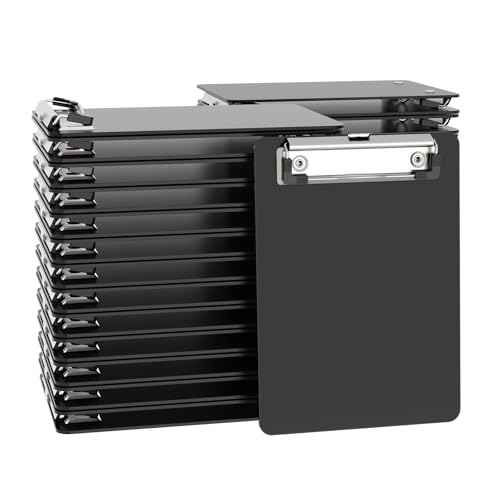 Mini Clipboard 50 Pack, 5 x 7 Plastic Small Black Clip Boards with Low Profile Clip, Memo Size for Classroom, Teacher, Students, School & Office Supplies
