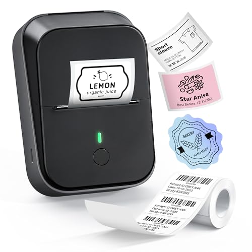 PM260 Label Maker Machine with Tape, 2 Inch Label Maker Bluetooth Label Printer, Inkless Portable Labeler for Home, Kitchen, School, Office Organization, Black