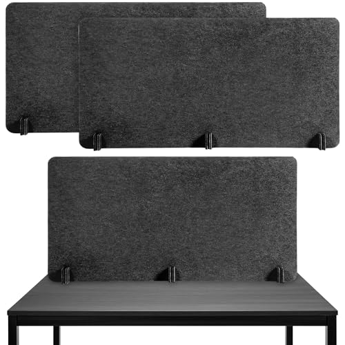 2 Pack Acoustic Desk Divider Partition 23.6 x 47.2" Stand up Freestanding Privacy Panel Noise Visual Distractions Reducing Table Divider for Student Reception Area Office (Deep Gray)
