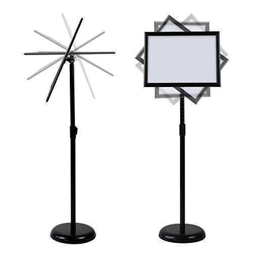T-SIGN Adjustable Heavy Duty Pedestal Sign Holder Floor Stand, Sign Stand Poster Stand, 8.5 x 11 inch, Vertical & Horizontal View, Outdoor Indoor Standing Display Sign Holders Aluminum Black
