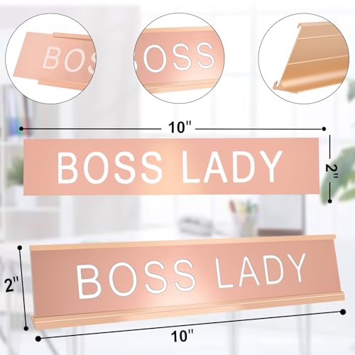 Toplusesse Boss Lady Desk Sign Rose Gold Office Decor Gift for Women - Funny Nameplate