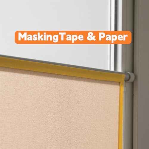 Painter's Pre-Taped Masking Paper and Masking Tape in one Kraft Paper Roll 10 Pack 18" x 50 Feet(Each roll) Total 500 feet Paper is PRE-Folded Painters Paper with Tape