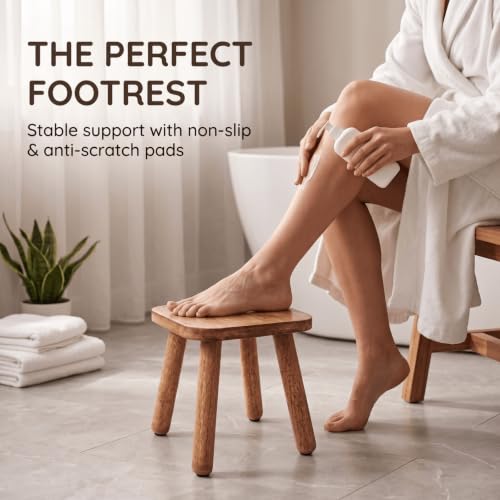 Youeon 9.3x9.3x9.3 Inch Wooden Step Stool, Small Non-Slip Footstool for Adults, Supports 300 lbs, Portable and Easy to Assemble