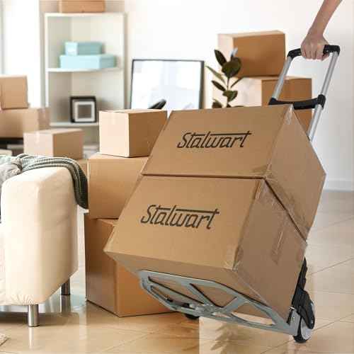 Folding Hand Truck - Dolly Cart with 154lb Capacity - Lightweight and Compact Aluminum Folding Cart with Telescoping Handle for Moving by Stalwart