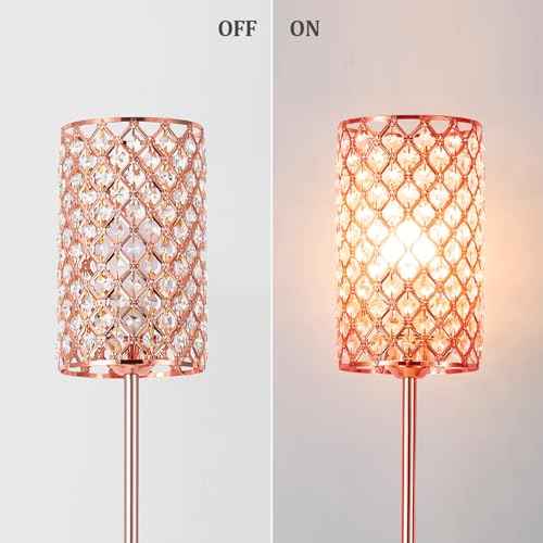 Crystal Floor Lamp with Remote Control, Smart Rose Gold Floor Lamps for Living Room with Bulb Included, Crystal Standing Lamp Rose Gold Home D?cor Floor Lamp for Bedroom