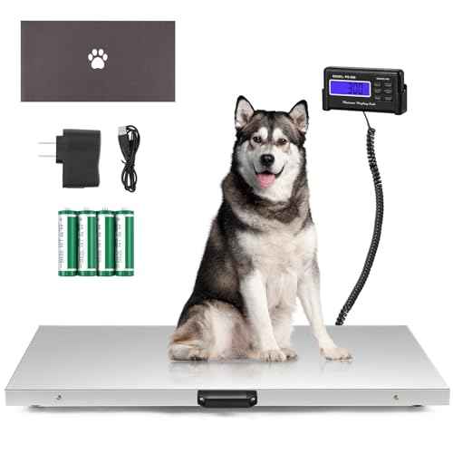 Bonvoisin Pet Scale for Large Dog 1100lb x 0.2lb, Postal Scale with Large Stainless Platform 40.5¡± x 20.8¡±, Animal Scales for Weighing,Vet Scale with Rubber Mat Livestock Scale for Dog, Sheep