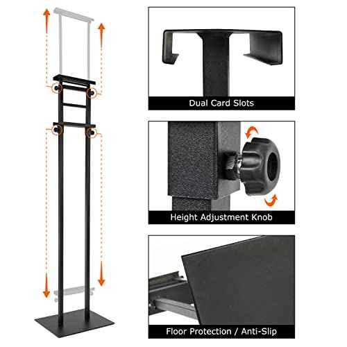 Poster Holder for Display, Adjustable Pedestal Sign Stand Up to 78 Inches, Double Sided for Board & Foam, Sign Holder Stand with Non-Slip Mat Base for Wedding, Restaurant or Business (Black)