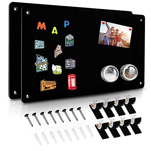 HYHOSHI 2-Pack Black Magnetic Board 17.5" x 11.4" with Mounting Kit