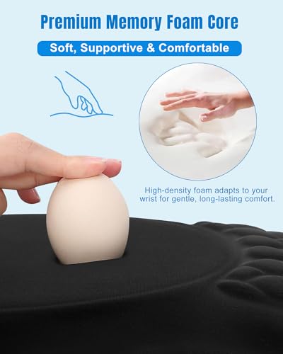 PVIPCZ Black Ergonomic Mouse Pad with Sloped Memory Foam Wrist Rest