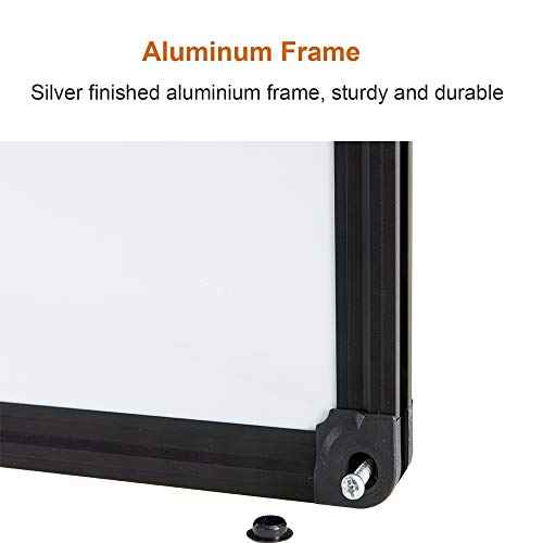 48 x 36 Inch Magnetic Whiteboard and Cork Combo Board, Wall Mounted Half Dry Erase Board & Cork Board Combination Board, Black Aluminum Frame