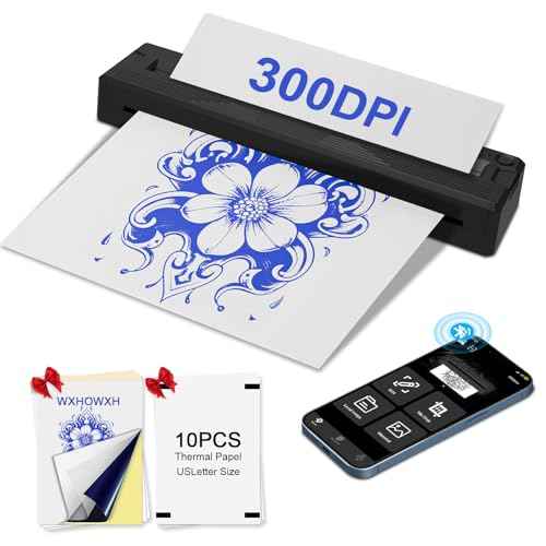 300 DPI Tattoo Stencil Printer Machine for Tattoo Artists&Beginners,termocopiadora Tattoo with 3pcs of Tattoo Transfer Paper,Portable Bluetooth Wireless Printer Compatible with Phone&PC