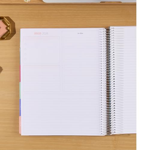 8.5x11 Coiled Monthly Planner (January 2026 - December 2026) - Bouquet classic cover, Hexagon theme, platinum coil
