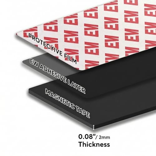 JINGZHAN 1x3 Inch Magnetic Tape 12 Pack with Strong Adhesive Backing - 75x25x2mm