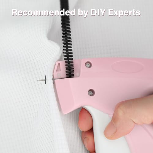 CAPOT Pink Stitch Gun for Clothes – Quick Fixer with 6 Needles & 2000 Fasteners, Handheld Tag/Repair Tool