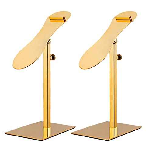 Shoe Display Stand Golden, Risers Stand Countertop Adjustable Shoe Rack Retail Supplies Stainless Steel Shoe Display, 2 Sets of Shoe Rack