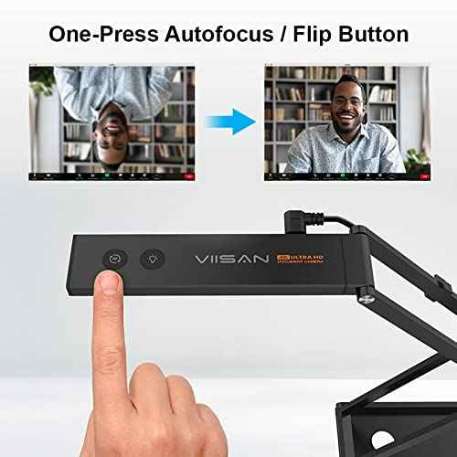 VIISAN Document Camera 13MP 4K with AF Lens, Foldable Webcam for Teachers Classroom, Built-in Mic & LED Light, Portable Overhead Cam for PC Mac, Web Conferencing Visualizer for Teaching