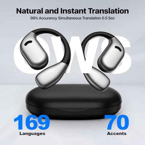 AI Language Translator Earbuds, OWS Real-Time 3-in-1 Translation Earbuds 144 Languages & Accents, Translation Device for Travel Business Learning,Black