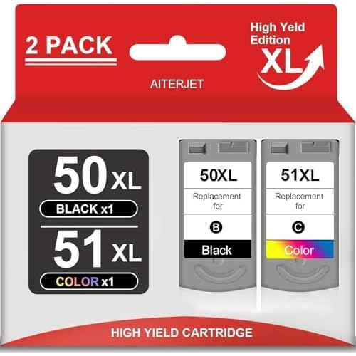 High Pages Compatible High Yield Ink Cartridge Replacement for Canon PG-50 CL-51 Works with Canon PIXMA MP150 MP160 MP170 MP180, iP6210D iP6220D iP6310D Printers (Black, Color, 2 Pack)