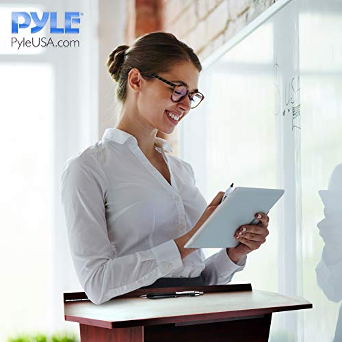 Pyle 27 x 16 Inch Foldable Desktop Lectern Podium Stand - Portable Tabletop Presentation Desk
