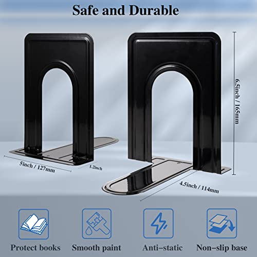 Heavy Duty Metal Book Ends 15 Pairs, Nonskid Shelving Supports for Office & Home