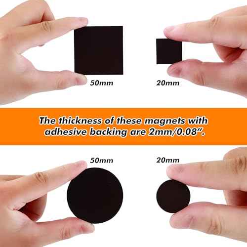 Aertiavty Magnetic Squares with Adhesive Backing, 240 Pcs 2" Fridge Magnets, Magnetic Strips with Adhesive Backing, 80 Mil Magnet Sheets for Whiteboard, Refrigerator, Crafts, Easy Peel and Stick
