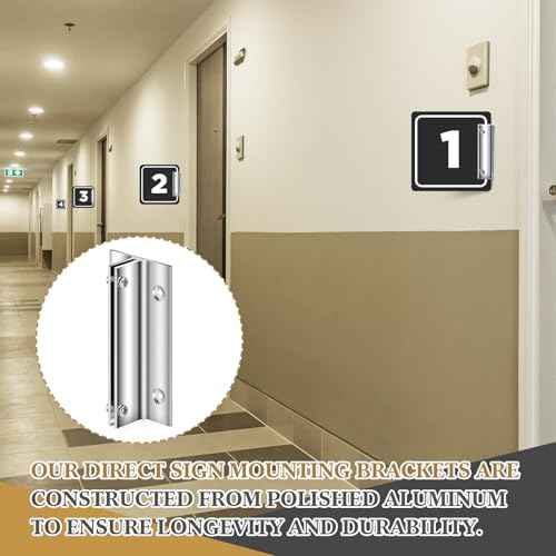Zonon 10 Pack Aluminum Corridor Sign Holder, 1/8" Substrate, Sign Mount Bracket Design for Restroom, Conference Room Classic Signs(Silver,4")