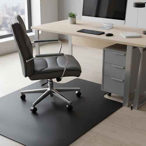 Nuanchu Office Chair Mat for Hardwood & Tile Floor, 48'' x 36'' Heavy Duty Computer Gaming Chair Mat Large Black Non Slip Floor Protector for Home, Office and Gaming, Convex