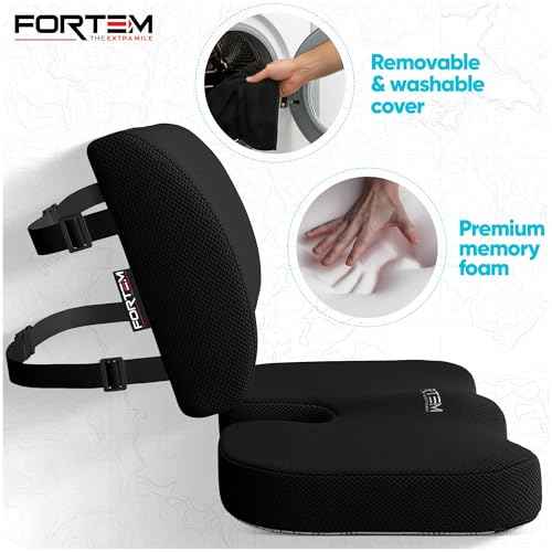 FORTEM Seat Cushion, Office Chair Cushion, Lumbar Support Pillow for Office Chair, Memory Foam Sciatica Coccyx Tailbone Pressure Pain Relief, Car Sitting Pad, Washable Non Slip, XL