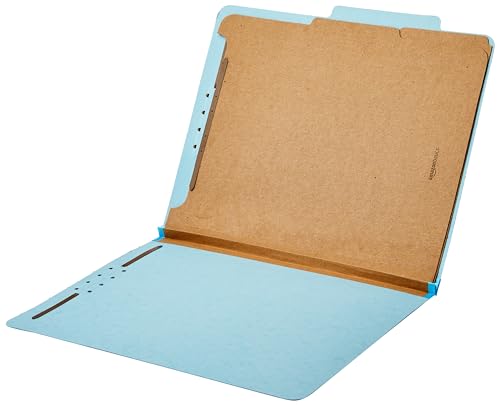 Amazon Basics Letter Size Classification Folder with 2 Dividers Light Blue 12.17x10.39 In - 10 Pack