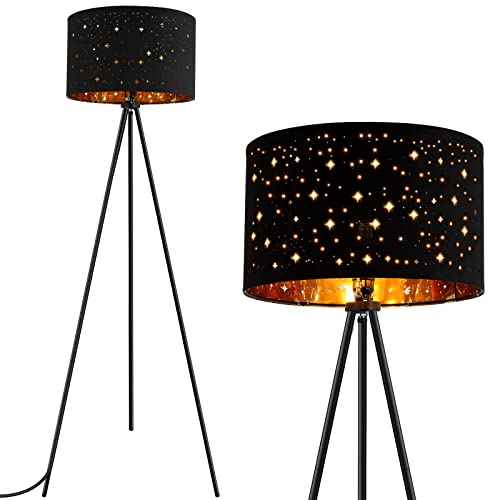 BoostArea Floor Lamp, Tripod Floor Lamp, 8W LED Bulb, Decorative Lamp Shade, Mid Century Standing Lamp for Living Room, Bedroom, Study Room and Office