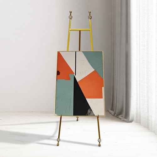 Iron Adjustable Arts & Crafts Easels,Metal Easel Stand with Chain Support for Mirror,58 Inch Floor Easels for Display Wedding Sign(Gold)