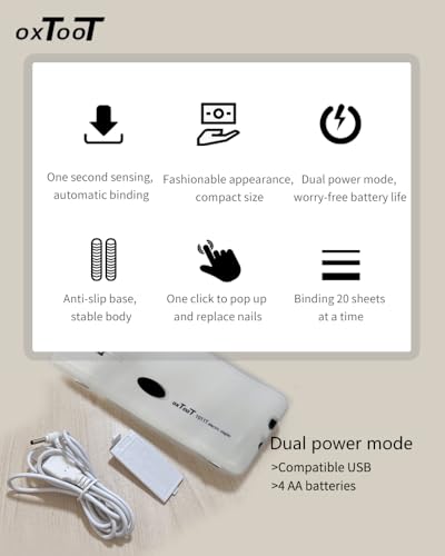 Electric Stapler with Dual Power USB or Battery, 20-Sheet Capacity, No. 10 Staples, White