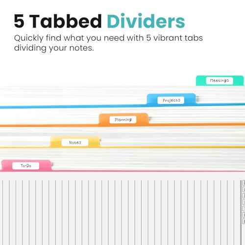 Large Spiral Lined Notebooks for Work With Removable Dividers & Tabs, 8.5"x11" Hardcover 5 Subject Notebook for Note Taking & Organizer, A4 College Ruled Journal for Women & Writing, Aquamarine, 280 Pages