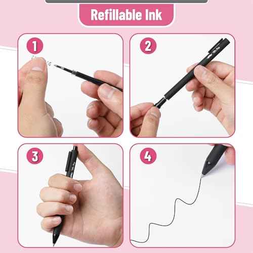 Mr. Pen- Retractable Gel Pens, 8 Pack, Black Ink Gel Pens, Fine Point 0.5mm, Retractable Pens