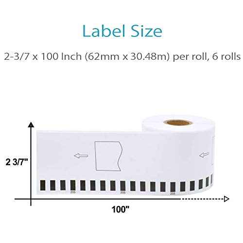 COLORWING DK-2205 Continuous Paper Labels Replacement for Brother DK2205 2.4" x 100Ft(62mm x 30.48m) Shipping Address Labels, for QL-800, 810W, 820NWB, 1110NWB, 8 Rolls with 1 Frame