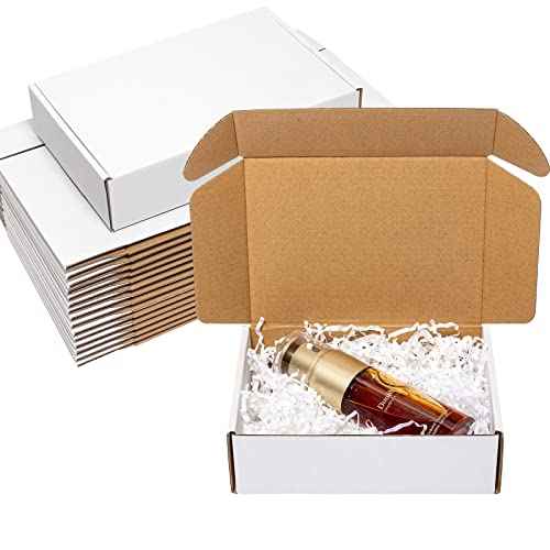 Shipping Boxes 7x5x2" 25 Pack - White Corrugated Cardboard Box Mailers for Small Business, Literature Mailer Box Packaging Supplies
