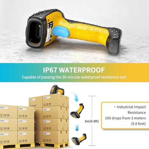 NETUM RD-1200 Upgraded Industrial Bluetooth QR Barcode Scanner with Charging Dock
