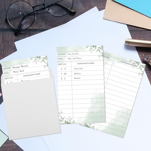120 pcs Self-Adhesive Library Card Pockets & Due Date Paper Set - BLSUREFYX