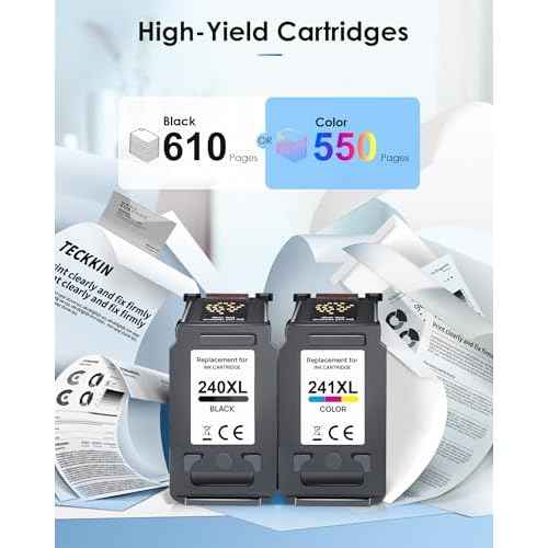 TECKKIN PG-240XL/CL-241XL Ink Cartridges Replacement for Canon 240XL 241XL Combo Pack 240 241 Printer Ink for PIXMA MG3620 MG3600 TS5120 TS5100 MG3220 MG3520 MG2120 MX472 (1 Black, 1 Tri-Color)
