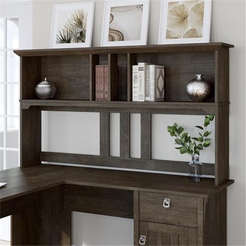 Bush Salinas 60W L Shaped Desk Hutch in Ash Brown