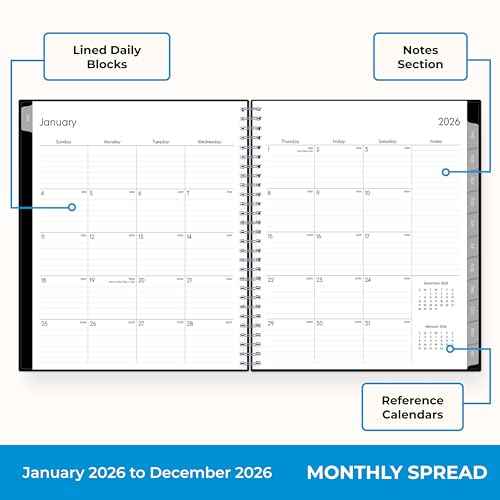Blue Sky 2026 Weekly and Monthly Planner Calendar, January 2026 - December 2026, 8¡± x 10.875¡±, Flexible Cover, Laminated Tabs, Durable Twin Wire Binding, Dainian