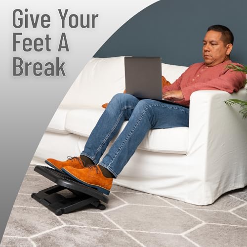 Mind Reader Adjustable Ergonomic Foot Rest with Massage Surface - Under Desk, Black